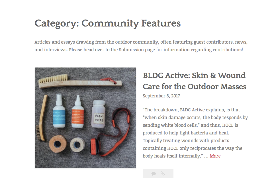 Bivy Tales Posts Feature on Active Skin Repair