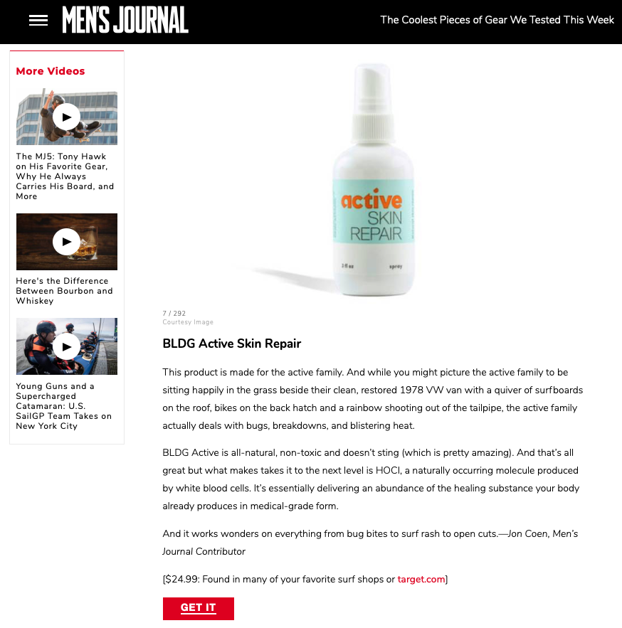Men’s Journal Features Active Skin Repair